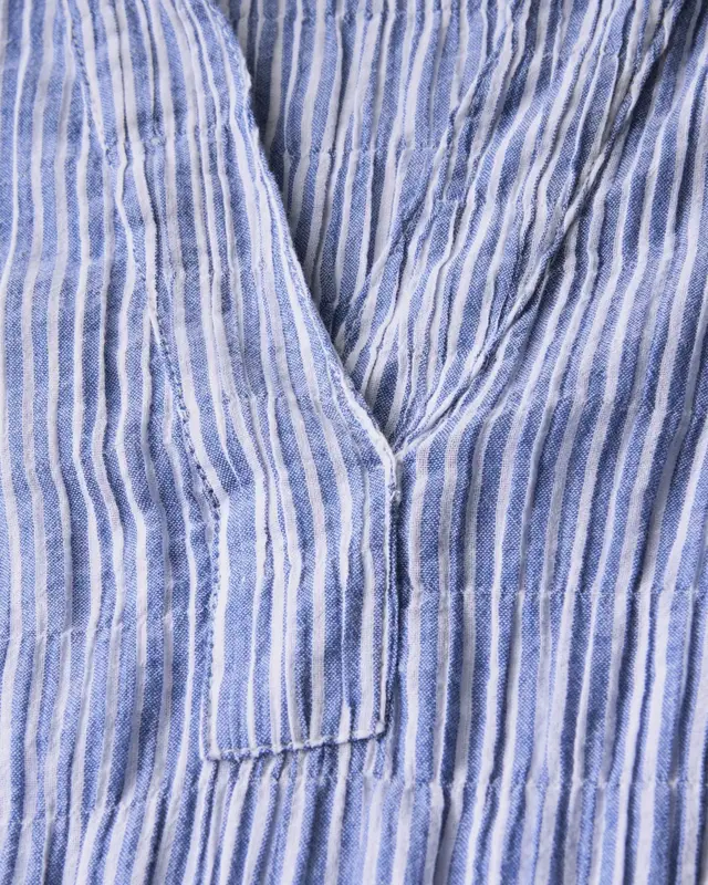 Cecil Gestreifte Strukturbluse - Deep Pastel Blue