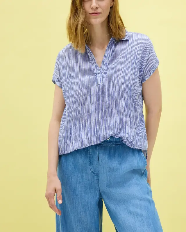 Cecil Striped Structure Blouse - Deep Pastel Blue