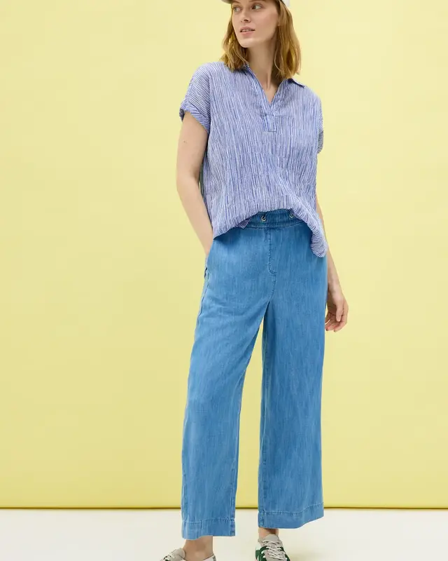 Cecil Striped Structure Blouse - Deep Pastel Blue