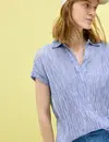 Cecil Gestreifte Strukturbluse - Deep Pastel Blue