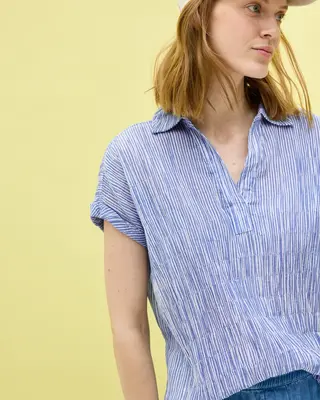 Cecil Striped Structure Blouse - Deep Pastel Blue