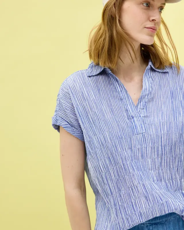 Cecil Striped Structure Blouse - Deep Pastel Blue