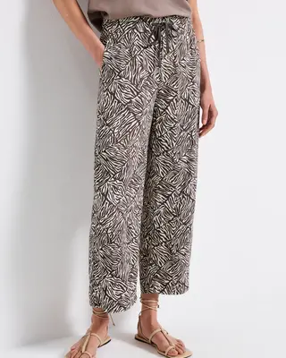 Street One Wide Leg Print Broek Emee - Nomad Brown