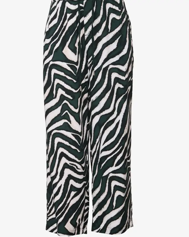 Street One Wide Leg Print Pants Emee - Pine Grove Green