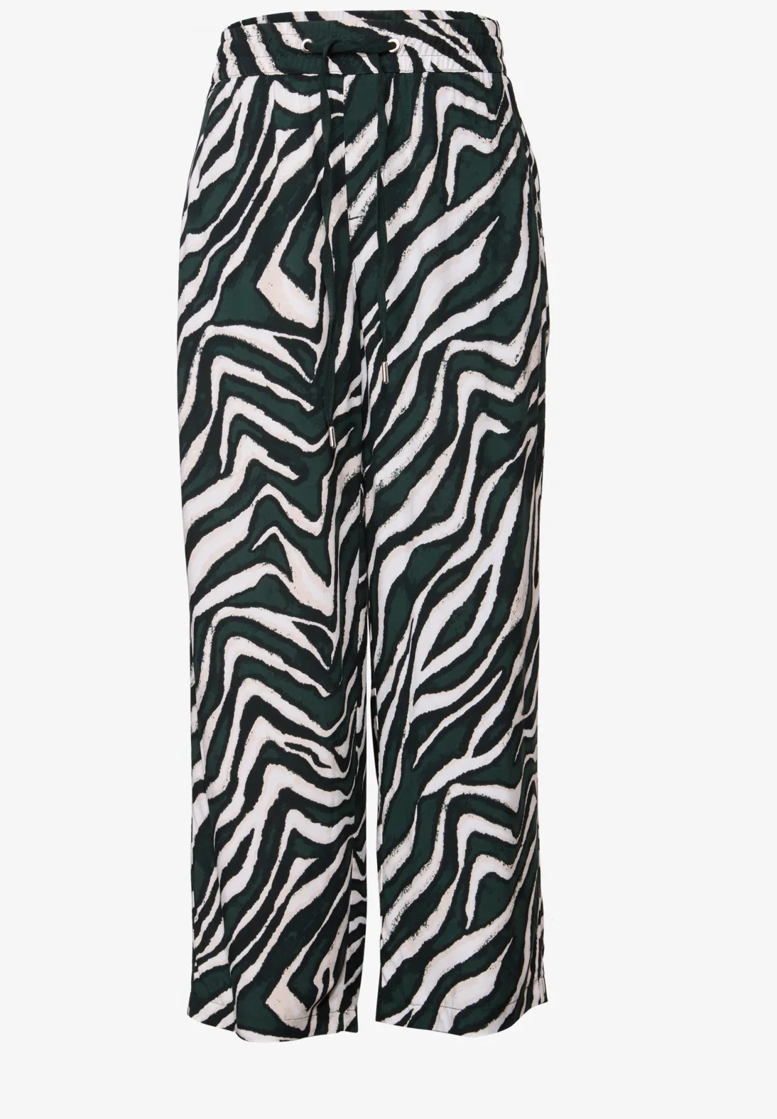 Street One Wide Leg Print Pants Emee - Pine Grove Green
