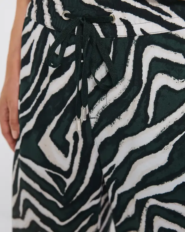 Street One Wide Leg Print Pants Emee - Pine Grove Green