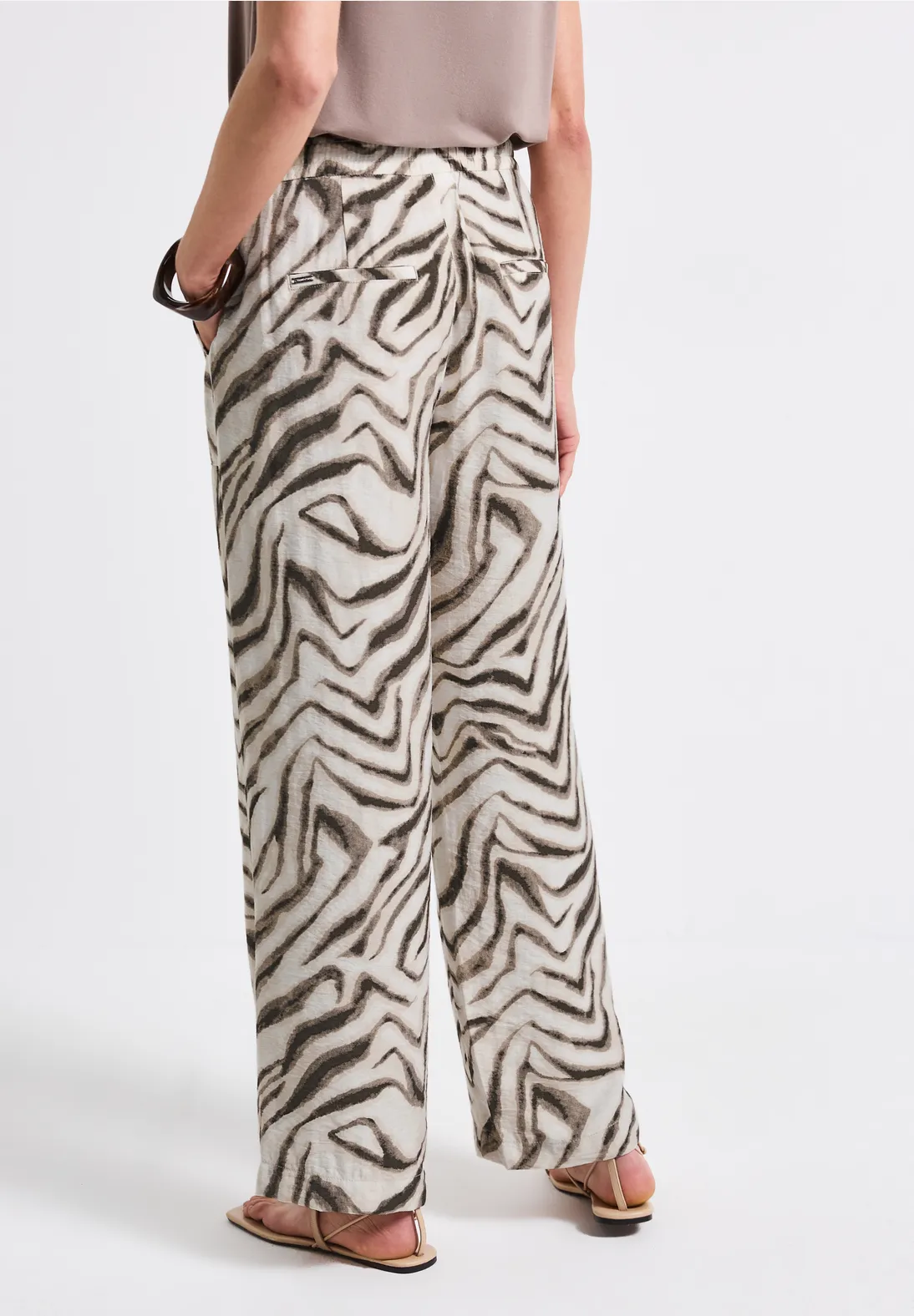 Street One Wide Legs Crêpe Hose - Tumbled Beige