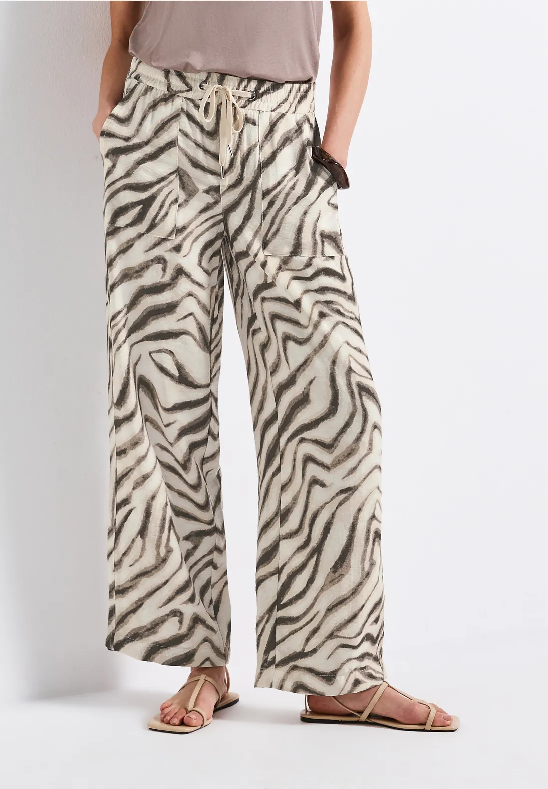 Street One Wide Legs Crêpe Hose - Tumbled Beige