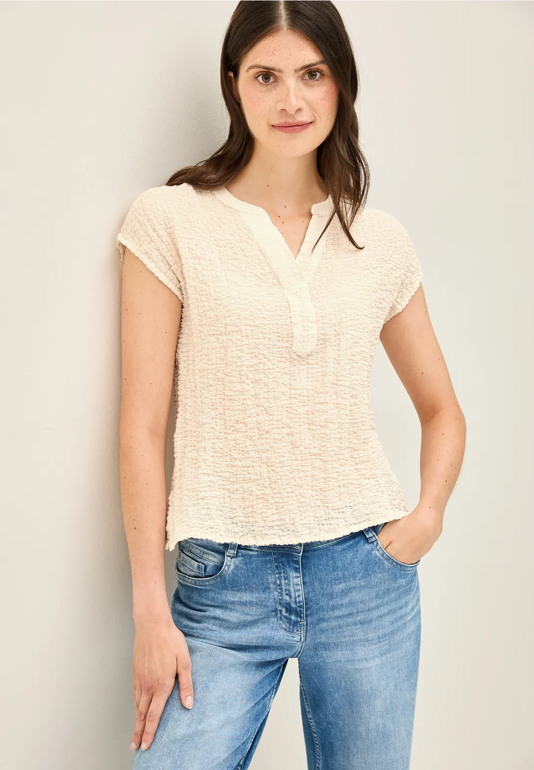 Cecil Strukturbluse - Light Beige