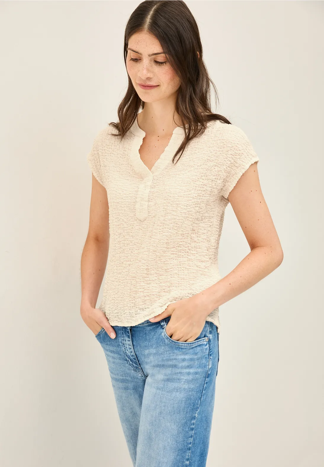 Cecil Strukturbluse - Light Beige