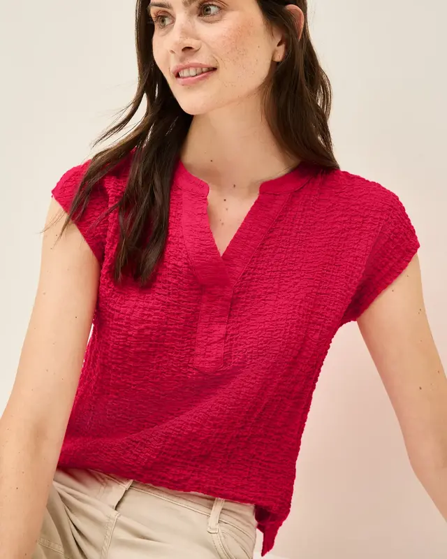 Cecil Structured Blouse - Glazed Apple Red