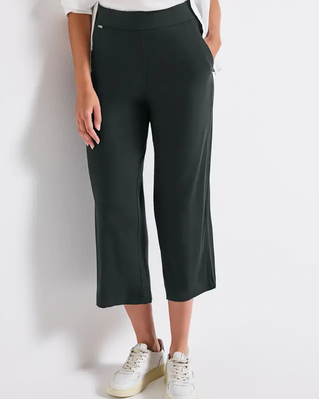 Street One Jersey Wide Leg Broek Emee - Pine Grove Green