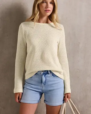 Street One Studio Shirt met Gebreide Look - Velvet Cream