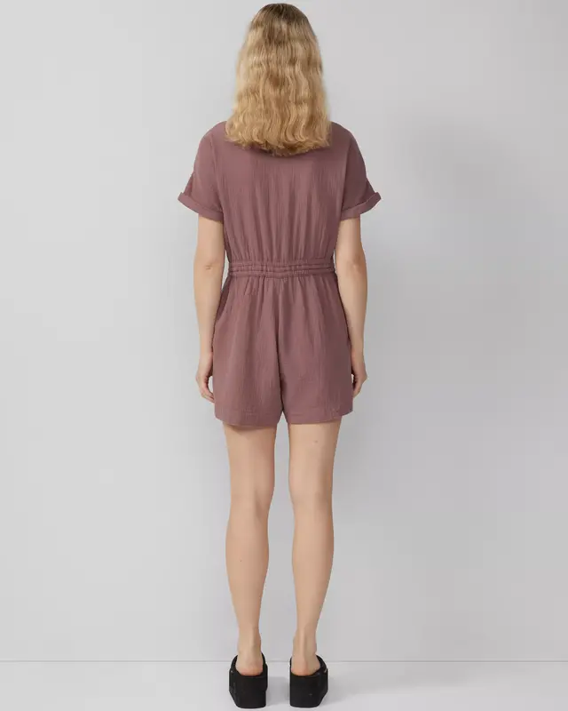 QS by S. Oliver Musselin-Overall mit Elastikbund - Pink