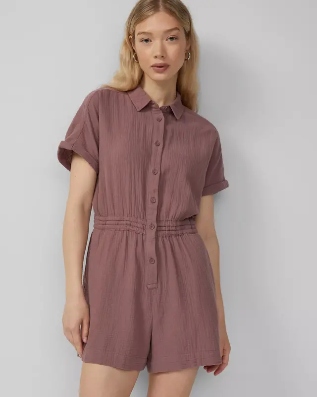 QS by S. Oliver Musselin-Overall mit Elastikbund - Pink