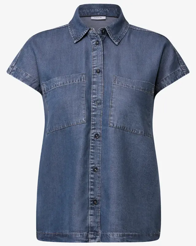 Cecil Lyocell Blouse - Mid Blue Wash