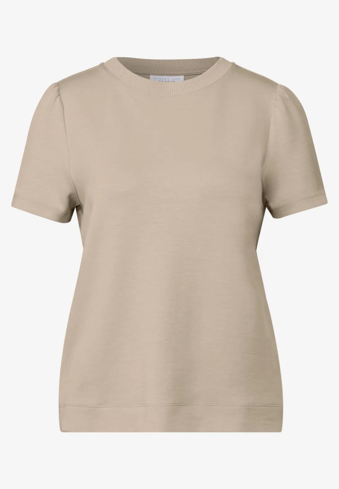 Street One Studio T-Shirt mit Puffärmeln - Sandshell Beige