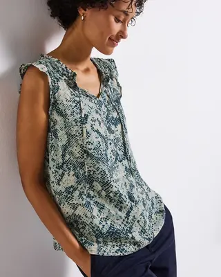 Street One Print Blusentop mit Rüschen - Arona Blue