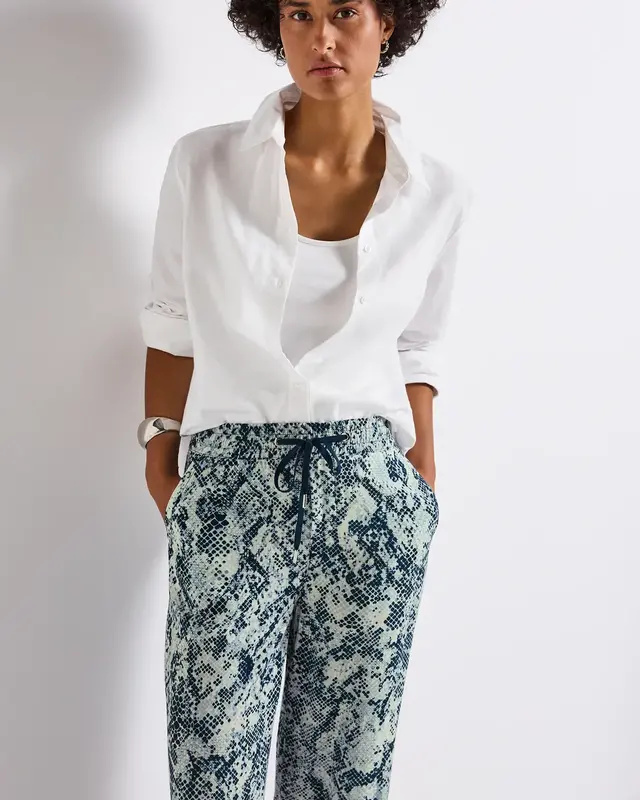Street One Wide Leg Print Pants Emee - Arona Blue