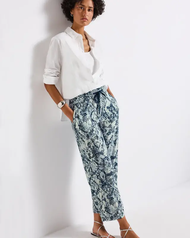 Street One Wide Leg Print Pants Emee - Arona Blue