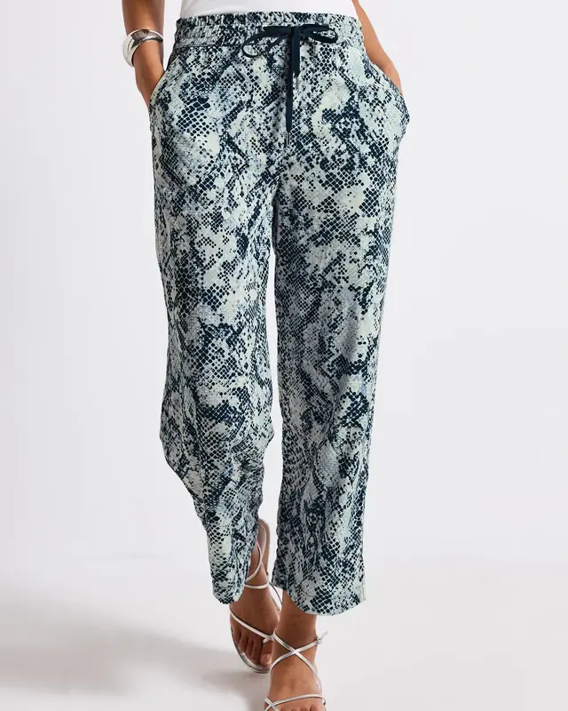Street One Wide Leg Print Pants Emee - Arona Blue