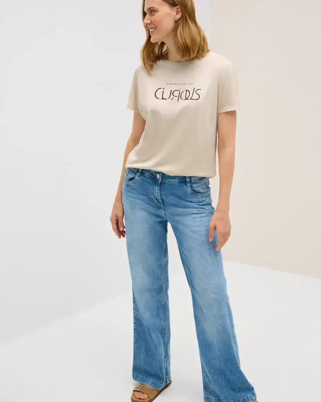 Cecil T-Shirt with Text - Light Beige