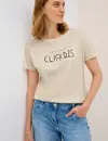 Cecil T-Shirt with Text - Light Beige