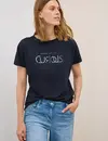 Cecil T-Shirt met Tekst - Urban Dark Blue