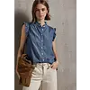 Blouse met Ruches - Medium Blue Soft Washed