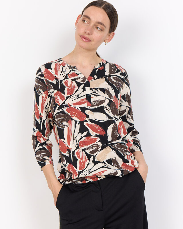 Soyaconcept Shirt Felicity AOP 512 - Mineral Red Combi