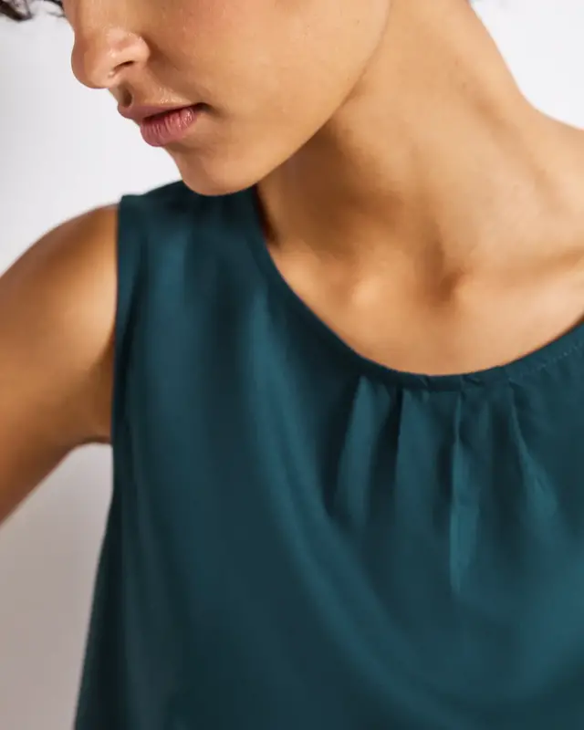 Street One Blousetop with Pleats - Tide Blue