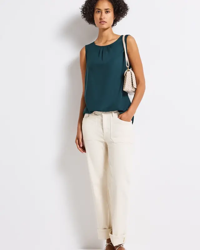 Street One Blousetop with Pleats - Tide Blue