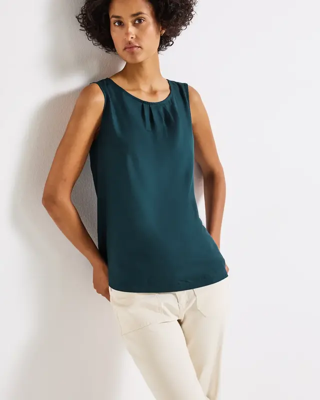 Street One Blousetop with Pleats - Tide Blue