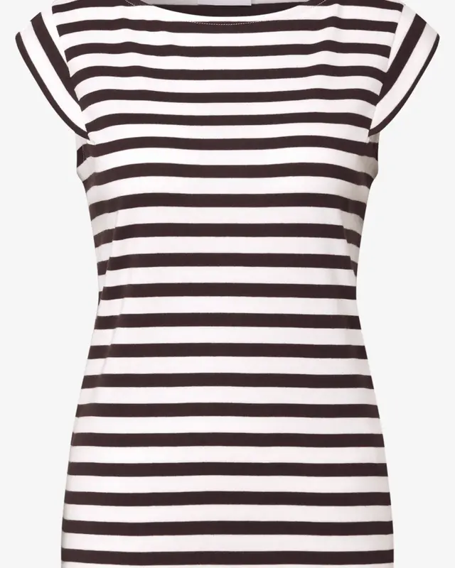 Street One Studio Gestreiftes Jersey-Top - Fudge Red