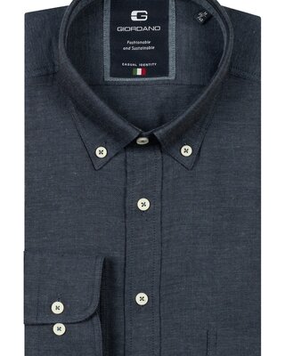 Giordano Button-Down Overhemd Flanel Twill - Navy