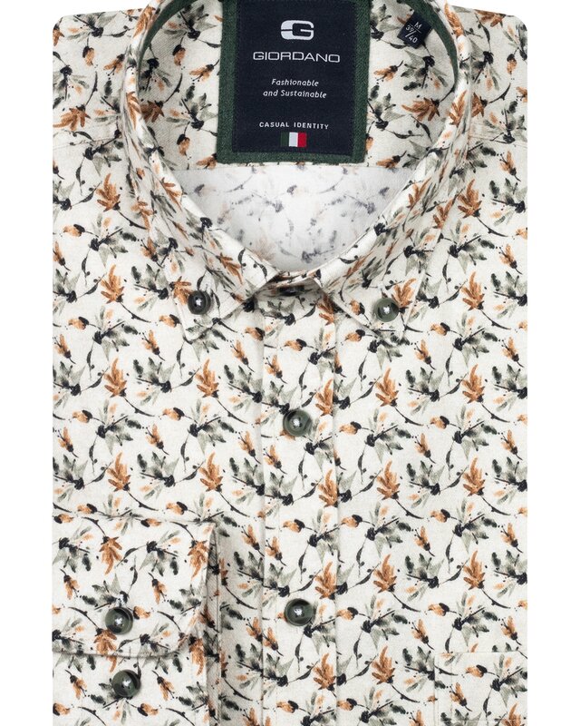 Giordano Overhemd Leaf Brushed Twill - Green