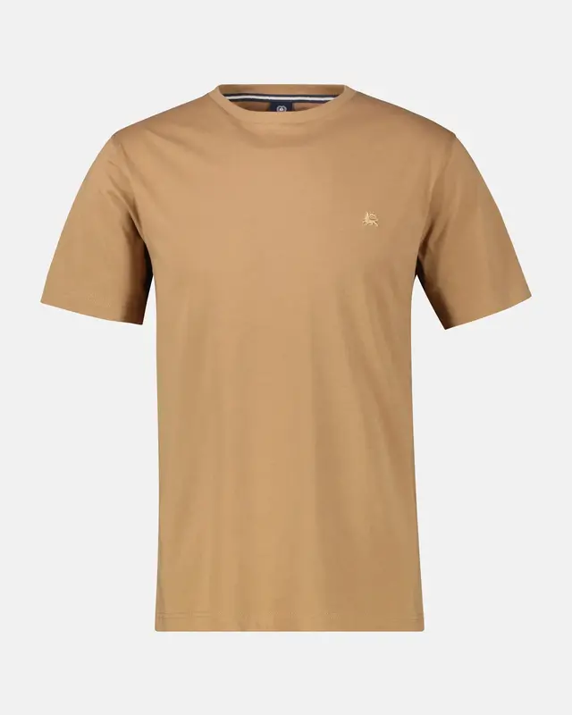 Lerros Basic T-Shirt met Ronde Hals - Light Coffee