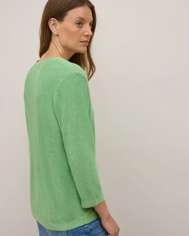 Cecil Gebreide Trui met V-hals - Fennel Green Melange