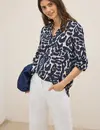 Cecil Print Tunic Blouse - Urban Dark Blue