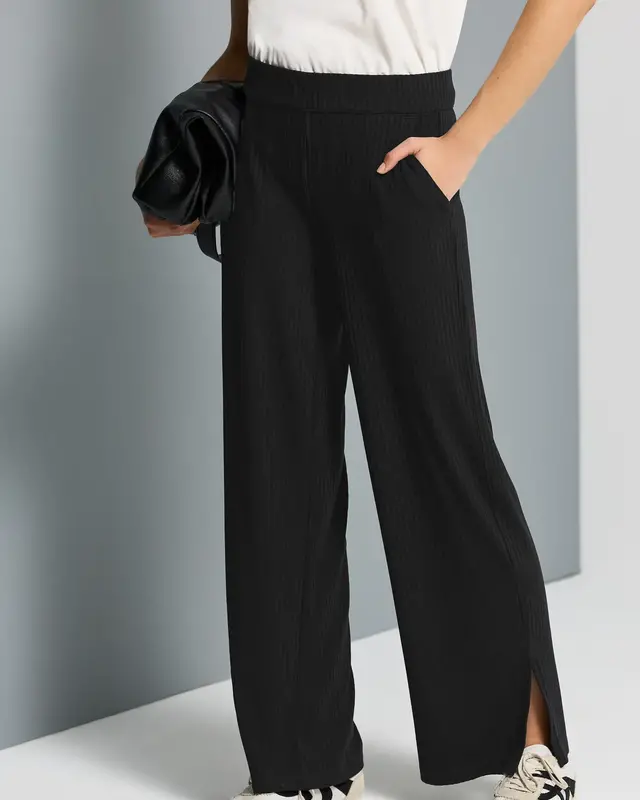 Street One Studio Jersey Broek met Split - Black