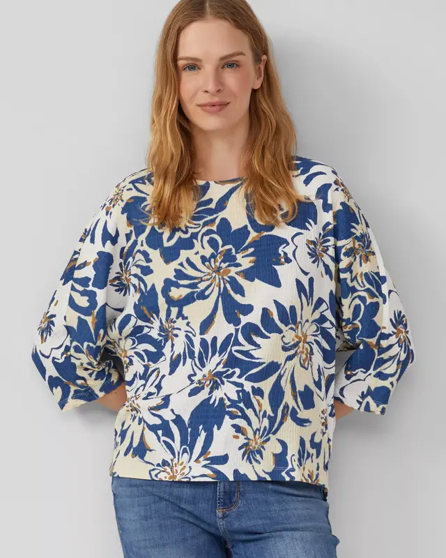 S. Oliver Relaxed Fit Shirt mit Print - Crème