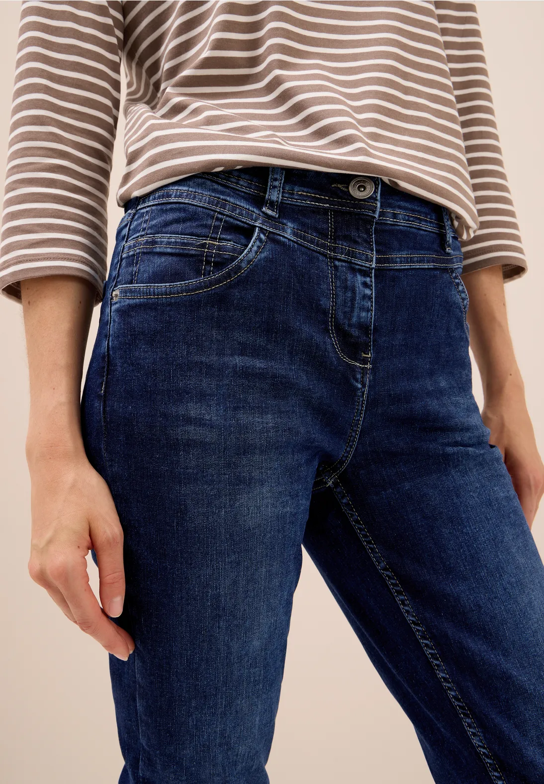 Jeans Slim Vita Alta Cecil Toronto, Mid Blue Used Wash, Taglia 40 Donna