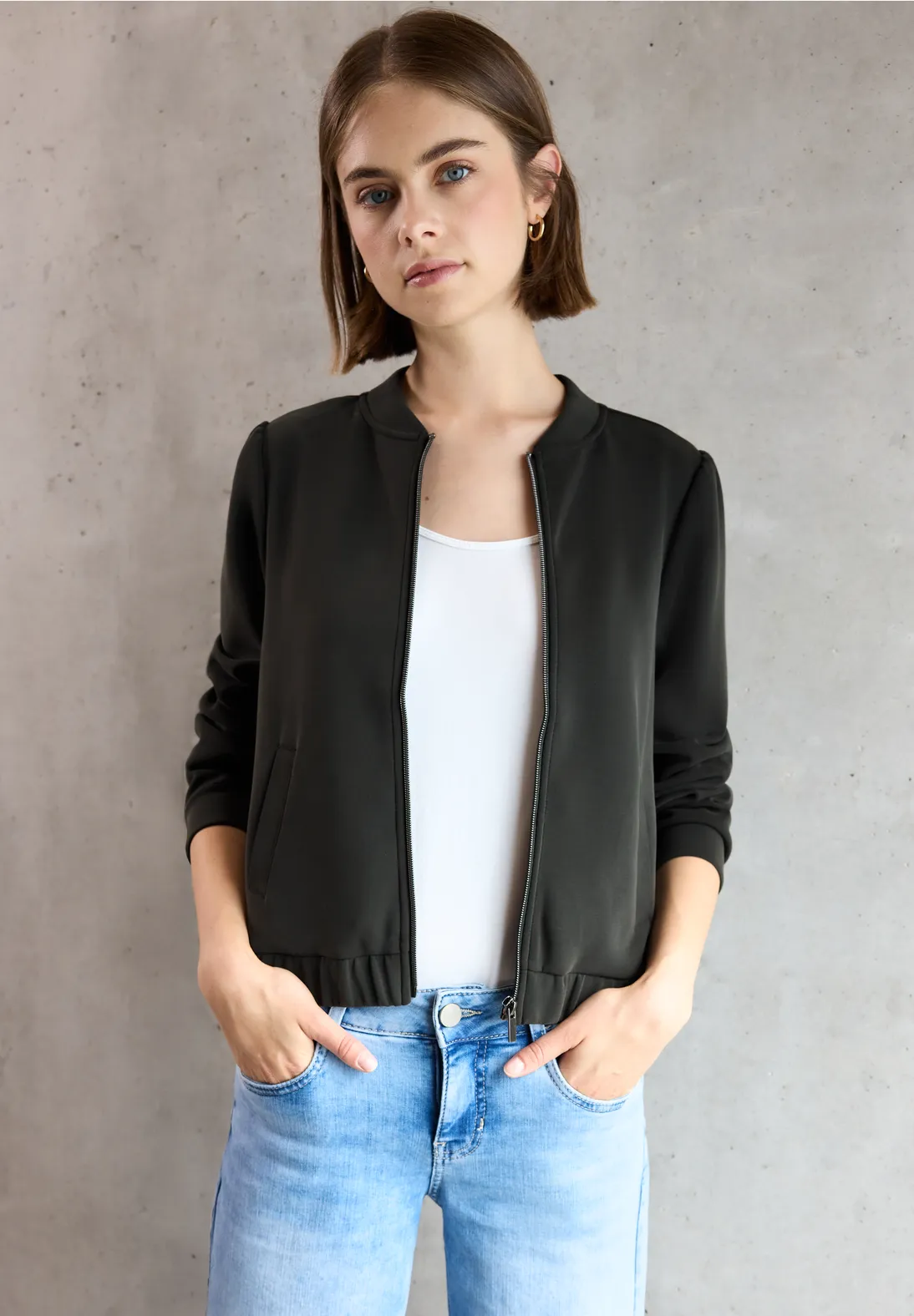 Street One Studio Silk-Look Jacket - Industrial Grey