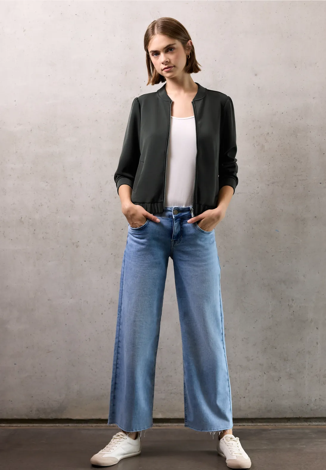 Street One Studio Silk-Look Jacket - Industrial Grey