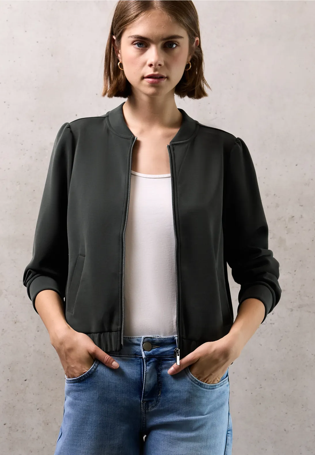 Street One Studio Silk-Look Jacke - Industrial Grey