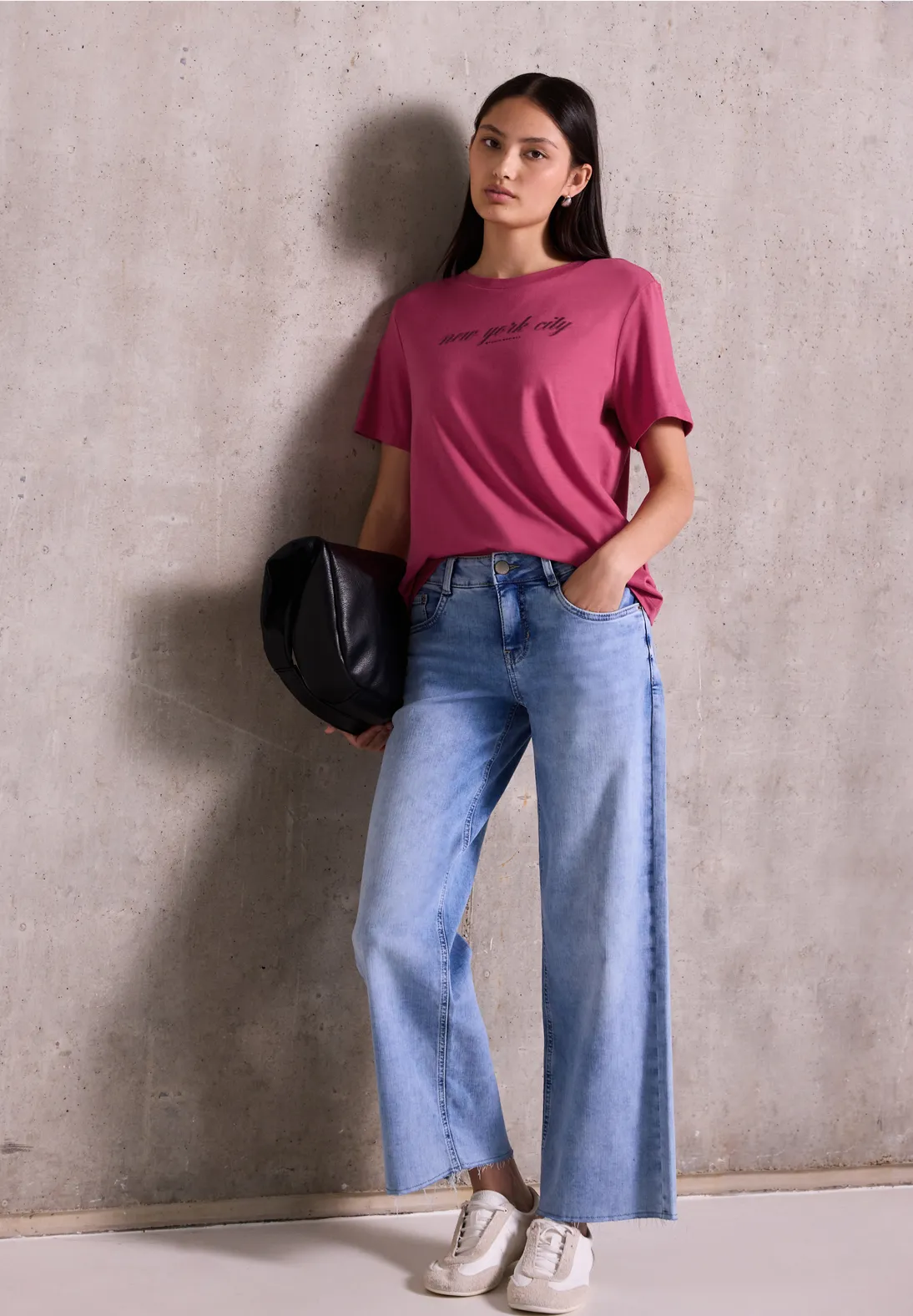 Street One Studio T-Shirt met Woordprint - Dark Candy Pink