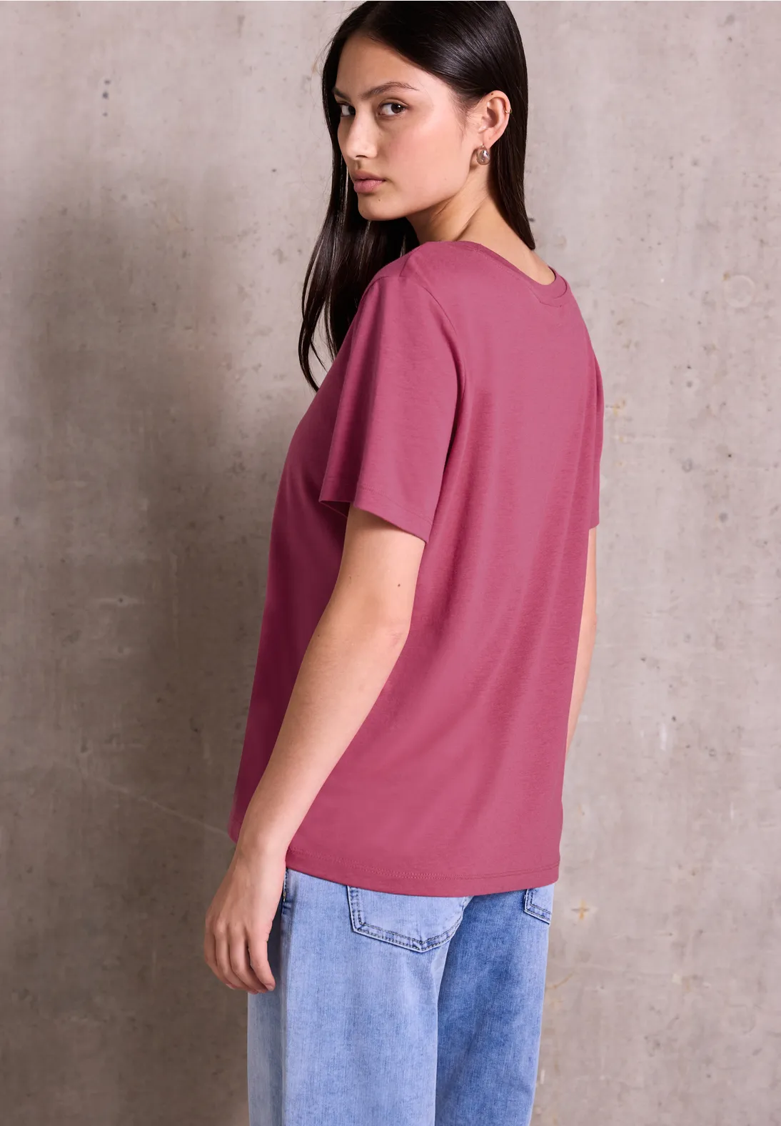 Street One Studio T-Shirt met Woordprint - Dark Candy Pink