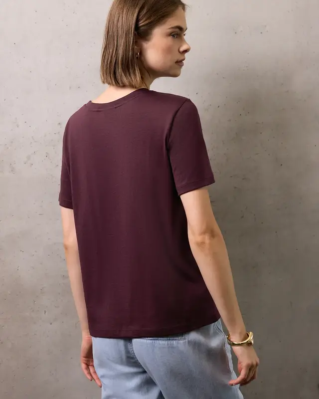 Street One Studio T-Shirt met Woordprint - Dark Plum Red
