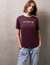 Street One Studio T-Shirt with Text - Dark Plum Red