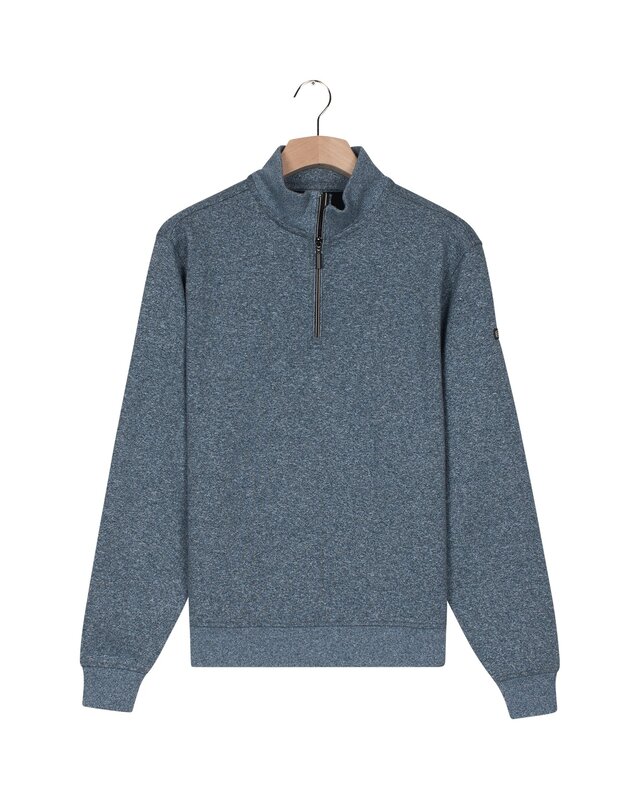 Baileys Jumper with Standing Collar - Mid Denim